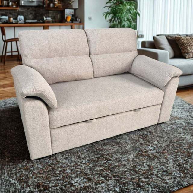 DS Living Vico 2 Seater Beige Woven Fabric Pull Out Sofa Bed - Wilko - image 1