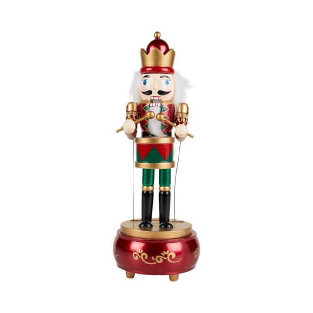 Musical Nutcracker Playing the Drum Ornament Red - Sleigh Bells Ring - Wilko - image 1