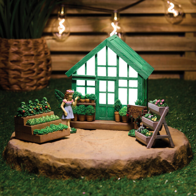 Light Up Greenhouse Garden Ornament Set Green - Wilko - image 1