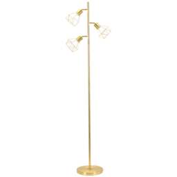 ValueLights Angus Brushed Gold 3 Way Metal LED Floor Lamp - Wilko - thumbnail 1