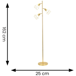 ValueLights Angus Brushed Gold 3 Way Metal LED Floor Lamp - Wilko - thumbnail 7