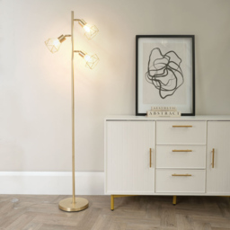 ValueLights Angus Brushed Gold 3 Way Metal LED Floor Lamp - Wilko - thumbnail 3