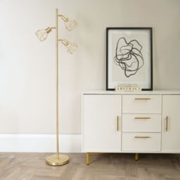 ValueLights Angus Brushed Gold 3 Way Metal LED Floor Lamp - Wilko - thumbnail 4