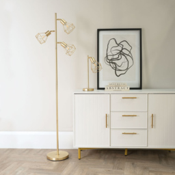 ValueLights Angus Brushed Gold 3 Way Metal LED Floor Lamp - Wilko - thumbnail 6