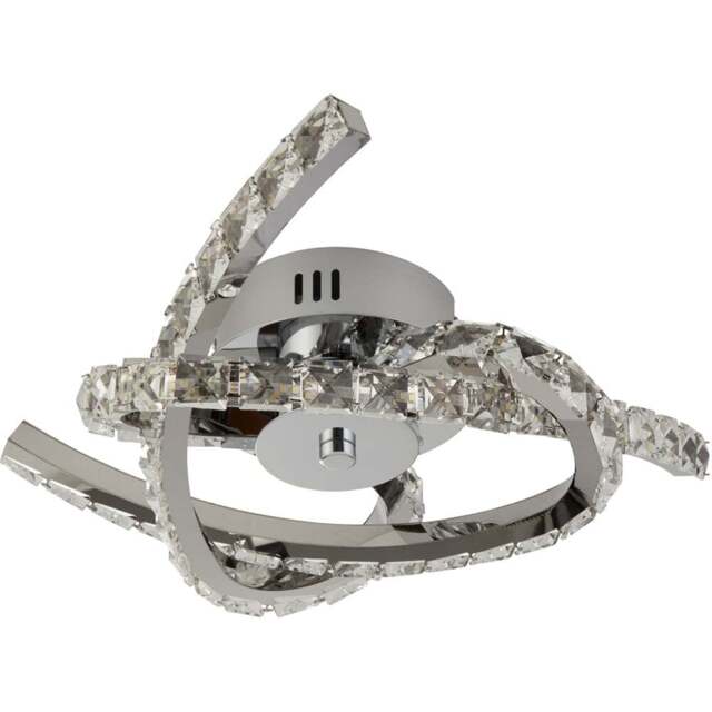 Lighting Collection Flush with Glass Trim LED Ceiling - Size: 11.5 x 44 x 44cm - Silver - Wilko - image 1
