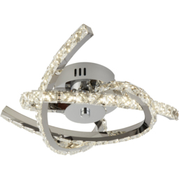 Lighting Collection Flush with Glass Trim LED Ceiling - Size: 11.5 x 44 x 44cm - Silver - Wilko - thumbnail 4