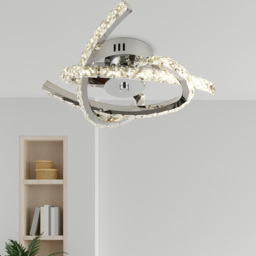 Lighting Collection Flush with Glass Trim LED Ceiling - Size: 11.5 x 44 x 44cm - Silver - Wilko - thumbnail 3