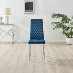 Furniturebox Arona Valera 4 Seater Round Dining Set Navy and Chrome - Blue - Wilko - thumbnail 6