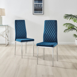 Furniturebox Arona Valera 4 Seater Round Dining Set Navy and Chrome - Blue - Wilko - thumbnail 4