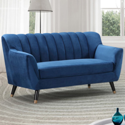 Morgan 2 Seater Blue Plush Velvet Sofa - Artemis Home - Wilko - thumbnail 1