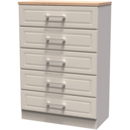 Crowndale Kent 5 Drawer Kashmir Ash and Modern Oak Chest of Drawers Ready Assembled - Cream - Wilko - thumbnail 3