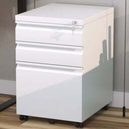 Vinsetto 3 Drawer Rolling Filing Cabinet - Size: 39 x48 x 60cm - White - Wilko - thumbnail 1