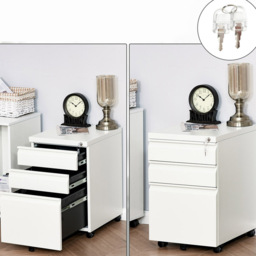 Vinsetto 3 Drawer Rolling Filing Cabinet - Size: 39 x48 x 60cm - White - Wilko - thumbnail 4