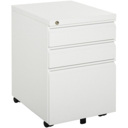 Vinsetto 3 Drawer Rolling Filing Cabinet - Size: 39 x48 x 60cm - White - Wilko - thumbnail 3