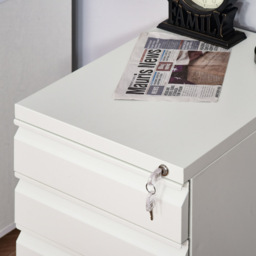 Vinsetto 3 Drawer Rolling Filing Cabinet - Size: 39 x48 x 60cm - White - Wilko - thumbnail 6