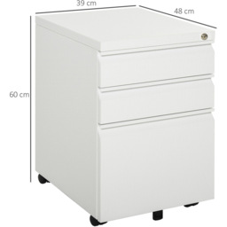 Vinsetto 3 Drawer Rolling Filing Cabinet - Size: 39 x48 x 60cm - White - Wilko - thumbnail 7