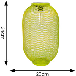 ValueLights Lime Green Metal Mesh Basket Solar Powered Outdoor Garden Lantern Light - Size: 34 x 20 x 20cm - Wilko - thumbnail 5