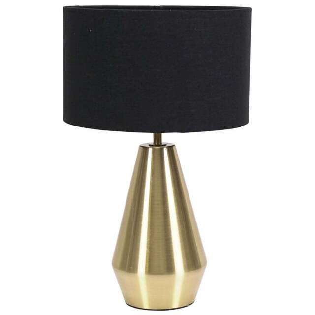 ValueLights Jax Black Shade Antique Brass Touch LED Table Lamp - Size: 41 x 25 x 25cm - Gold - Wilko - image 1