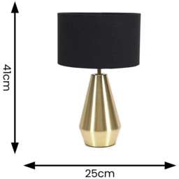 ValueLights Jax Black Shade Antique Brass Touch LED Table Lamp - Size: 41 x 25 x 25cm - Gold - Wilko - thumbnail 7