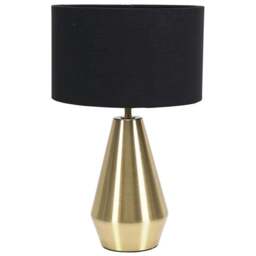 ValueLights Jax Black Shade Antique Brass Touch LED Table Lamp - Size: 41 x 25 x 25cm - Gold - Wilko