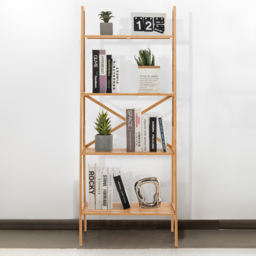 Costway 4 Shelf Natural Freestanding Bookcase - Cream - Wilko