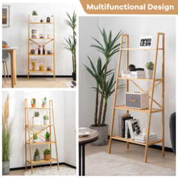 Costway 4 Shelf Natural Freestanding Bookcase - Cream - Wilko - thumbnail 6