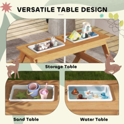 AIYAPLAY Kids Wooden Picnic Table with Bench and Parasol - Size: 25 x 87 x 31cm - Multi - Tommy Toys - Wilko - thumbnail 7