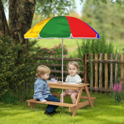 AIYAPLAY Kids Wooden Picnic Table with Bench and Parasol - Size: 25 x 87 x 31cm - Multi - Tommy Toys - Wilko - thumbnail 6