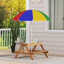 AIYAPLAY Kids Wooden Picnic Table with Bench and Parasol - Size: 25 x 87 x 31cm - Multi - Tommy Toys - Wilko - thumbnail 4