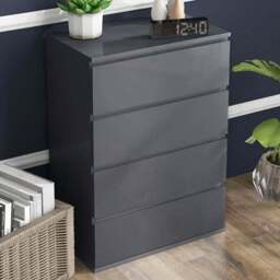 Portland 4 Drawer High Gloss Grey Chest of Drawers - Wilko - thumbnail 1