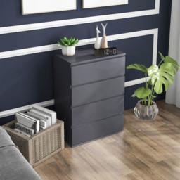 Portland 4 Drawer High Gloss Grey Chest of Drawers - Wilko - thumbnail 4