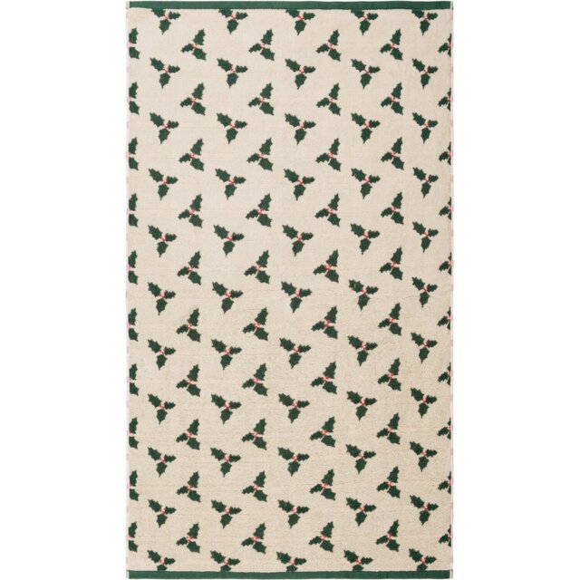 Christmas Holly Towel Cream 125cm - Wilko - image 1