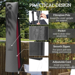 Outsunny Grey Parasol Cover - Size: 0.1 x 70 x 240cm - Wilko - thumbnail 7