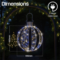 Xmas Haus 200 White and 200 Warm White Micro LED Ball Light 60cm - Size: 570 x 610 x 610cm - Wilko - thumbnail 7