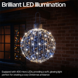 Xmas Haus 200 White and 200 Warm White Micro LED Ball Light 60cm - Size: 570 x 610 x 610cm - Wilko - thumbnail 4