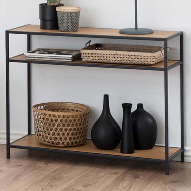 Florence Seaford 2 Shelf Black and Oak Console Table - Furniture To Go - Wilko - image 1