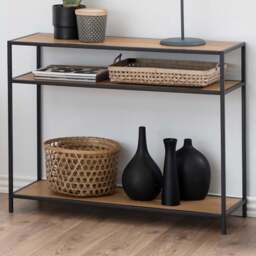 Florence Seaford 2 Shelf Black and Oak Console Table - Furniture To Go - Wilko