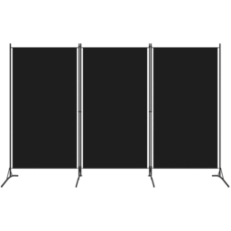 vidaXL Black Wooden 3 Panel Room Divider 260 x 180cm - Size: 3 Panels - Wilko