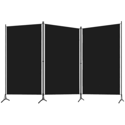 vidaXL Black Wooden 3 Panel Room Divider 260 x 180cm - Size: 3 Panels - Wilko - thumbnail 3