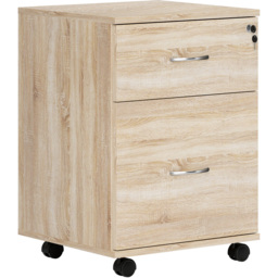 HOMCOM 2 Drawer Oak Wooden Mobile Filing Cabinet - White - Wilko - thumbnail 3