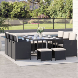 Outsunny 10 Seater Rattan Garden Dining Set Black - Wilko