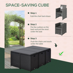 Outsunny 10 Seater Rattan Garden Dining Set Black - Wilko - thumbnail 7