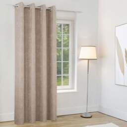 Enhanced Living Knightsbridge Sand Chenille Thermal Blackout Eyelet Single Door Curtain 168 x 214cm - Size: W 168 x D 214cm - Wilko - thumbnail 1