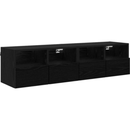 vidaXL 2 Door 2 Shelf Black Oak Wall Mounted TV Unit Set of 2 - Size: 82 x 78.5 x 33cm - Wilko - thumbnail 3