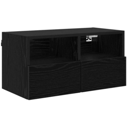 vidaXL 2 Door 2 Shelf Black Oak Wall Mounted TV Unit Set of 2 - Size: 82 x 78.5 x 33cm - Wilko - thumbnail 5