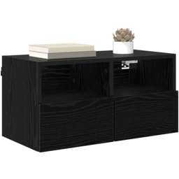 vidaXL 2 Door 2 Shelf Black Oak Wall Mounted TV Unit Set of 2 - Size: 82 x 78.5 x 33cm - Wilko - thumbnail 4