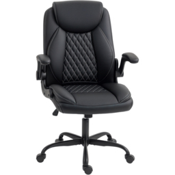 HOMCOM Black PU Leather Desk Chair with Cushion - Size: 110 x 65 x 67cm - Wilko - thumbnail 3