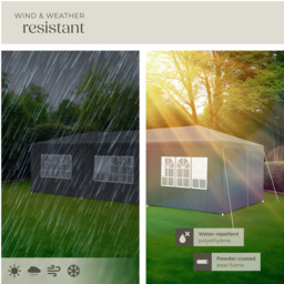 tectake Miramas 9 x 3m Grey Gazebo with 8 Side Panels - Size: 3 x 9m - Wilko - thumbnail 5