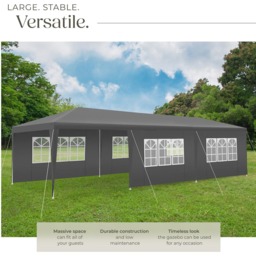 tectake Miramas 9 x 3m Grey Gazebo with 8 Side Panels - Size: 3 x 9m - Wilko - thumbnail 4