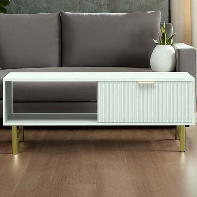 Kosy Koala White and Gold Coffee Table - Size: 40 x 110 x 50cm - Wilko - image 1